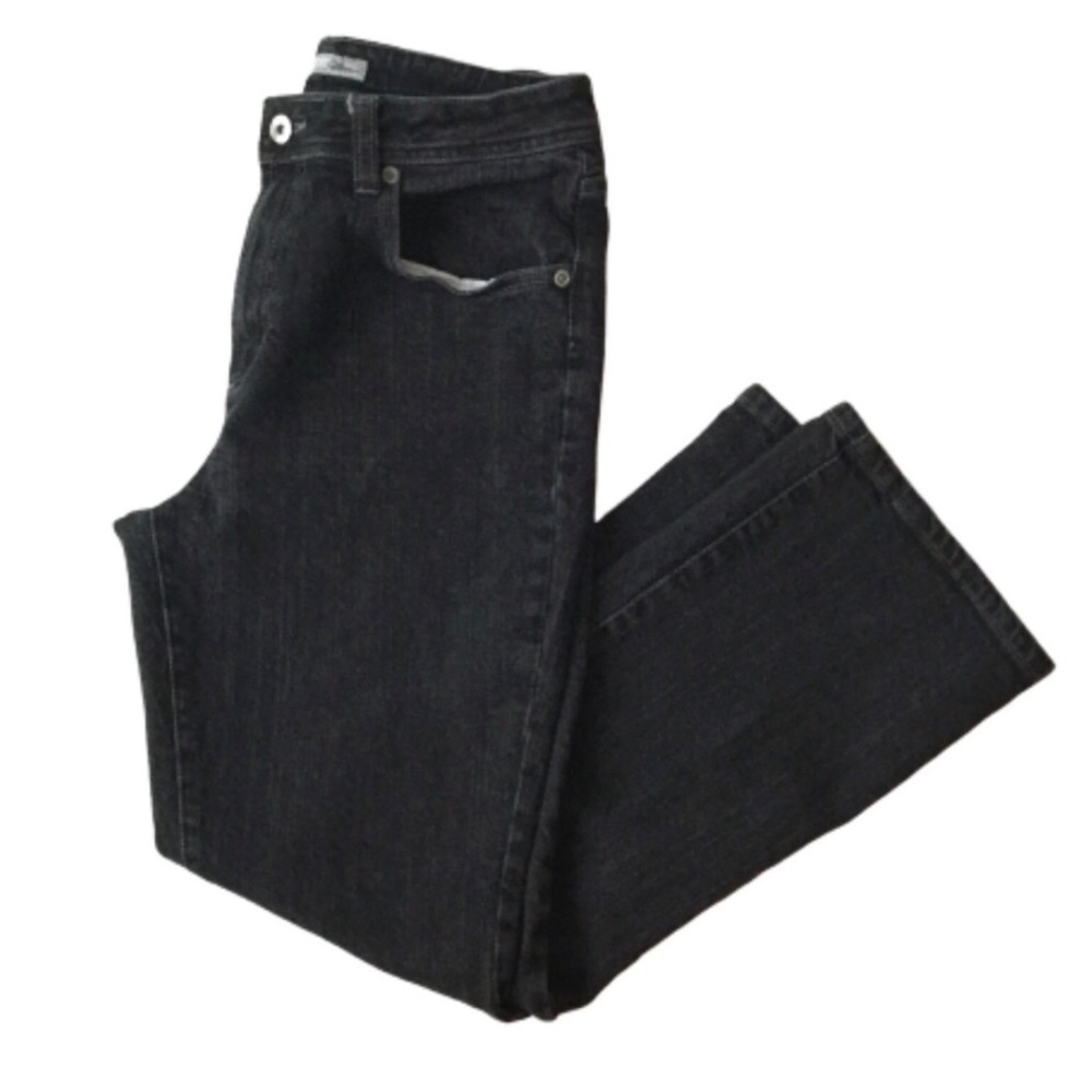 Chico’s Black/Charcoal Slight Boot Mid Rise Jeans 6 Short